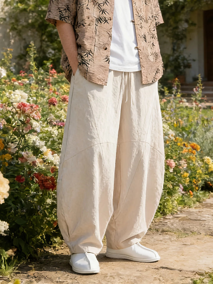 Men's Cotton Loose Fit Wide-Leg Pants