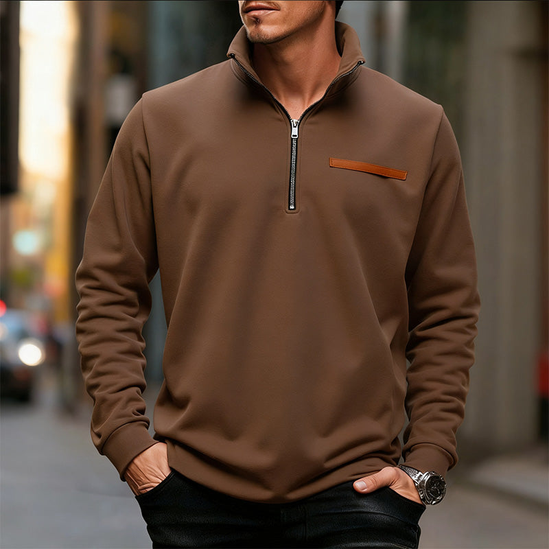 Men's Polyester Half Zip Long Sleeve Top