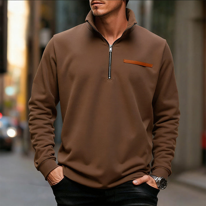 Men's Polyester Half Zip Long Sleeve Top