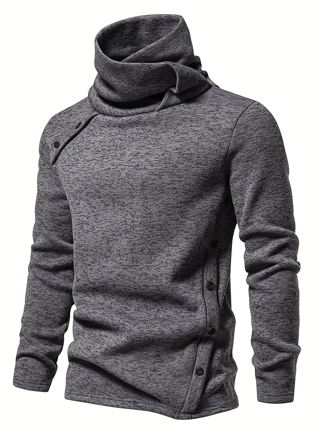 Close-up of the soft shawl collar on a men's jumper