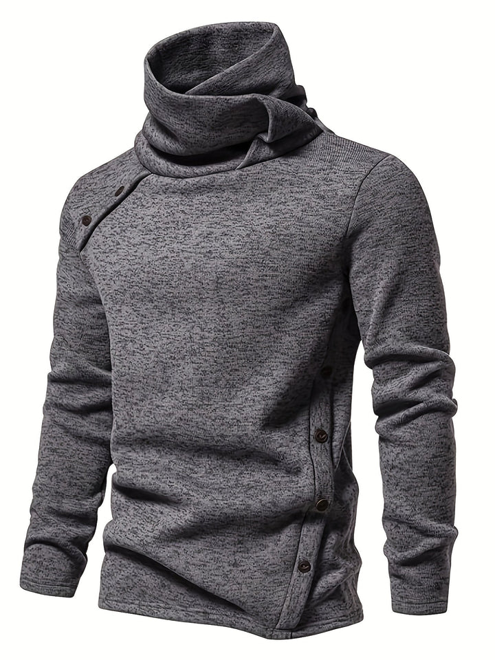 Close-up of the soft shawl collar on a men's jumper