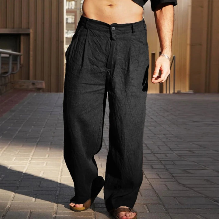Wide Linen Blend Summer Pants