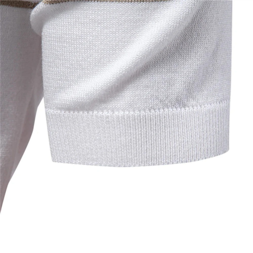 Men's Vintage Striped Knit Polo Shirt