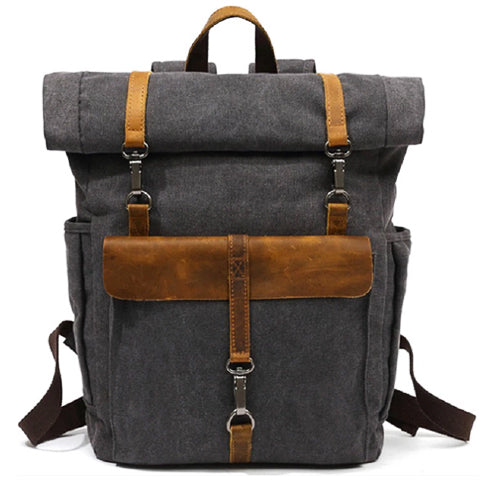 Vintage Canvas Roll-Top Backpack Men's