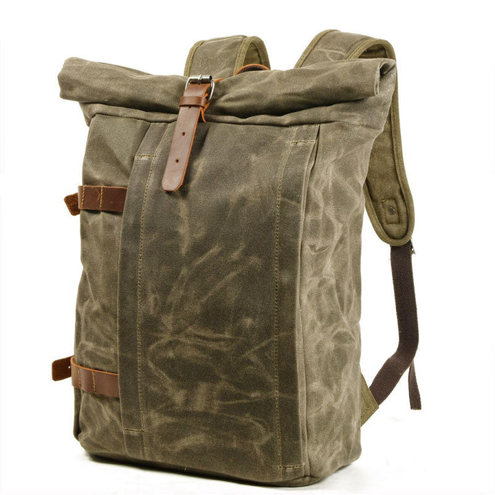Canvas Roll-Top Vintage Motorcycle Backpack Mens