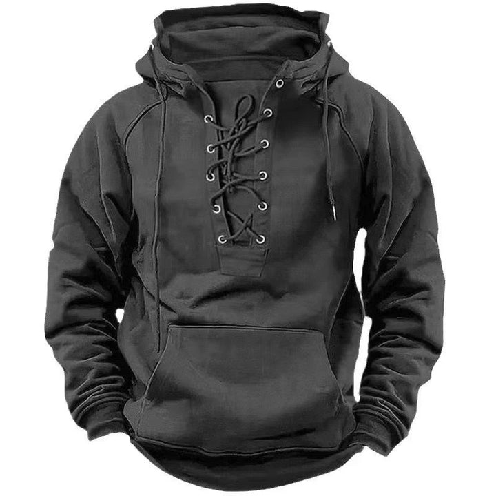 Lace-Up Hooded Pullover