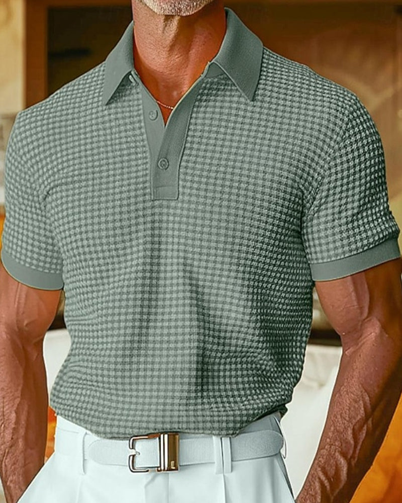 Men's button polo shirt in regular fit, back view