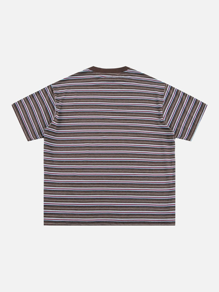 Striped Knit Relaxed Fit T-Shirt Brown and Gold