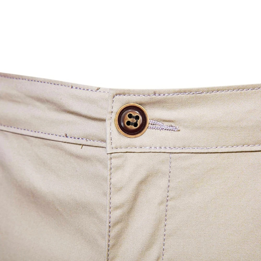 Cotton Blend Stretch Waistband Casual Shorts