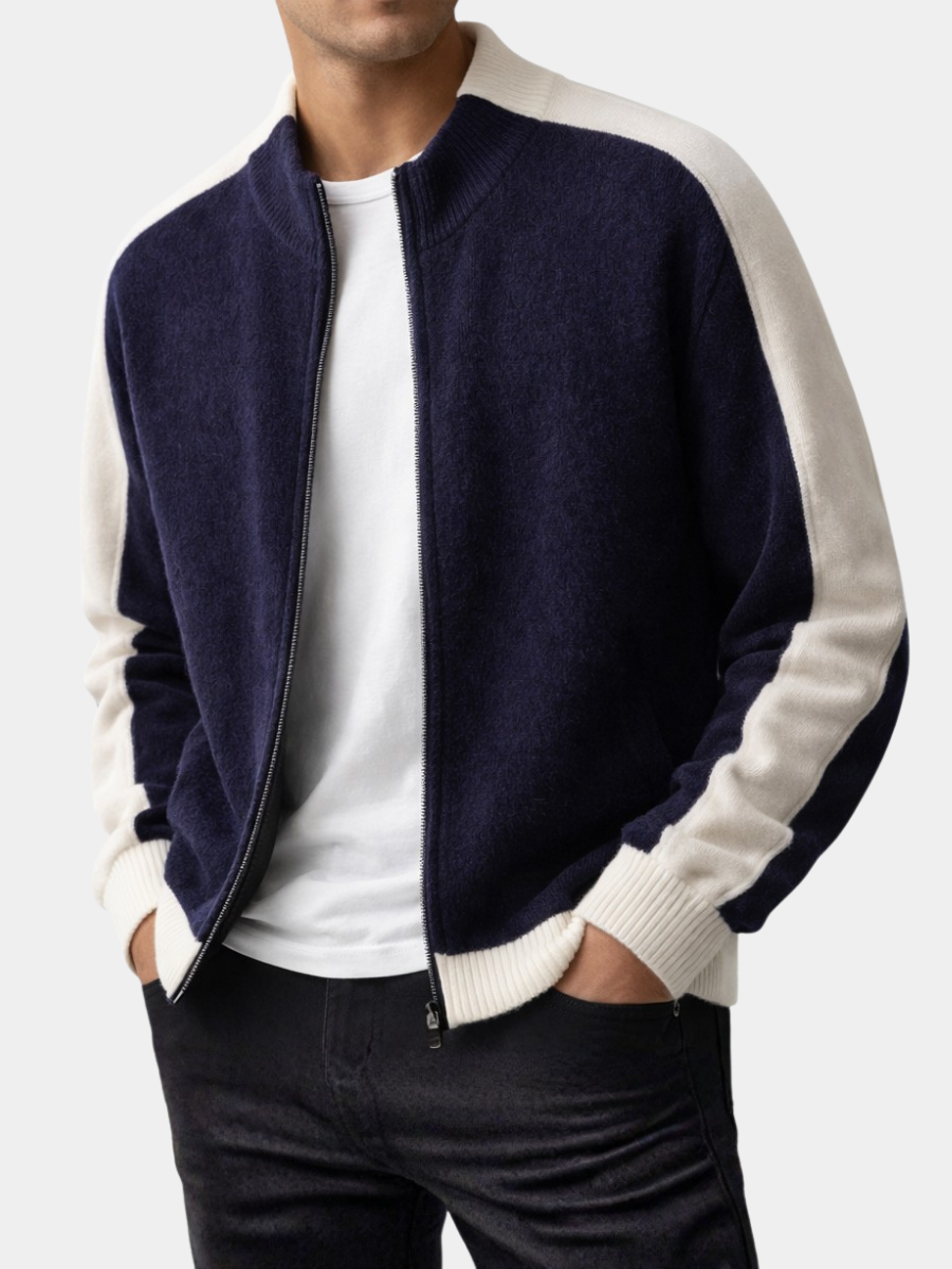Men's merino wool blend jacket shown from the front