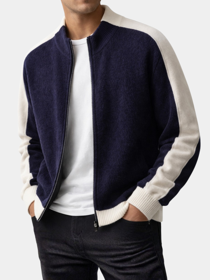 Men's merino wool blend jacket shown from the front