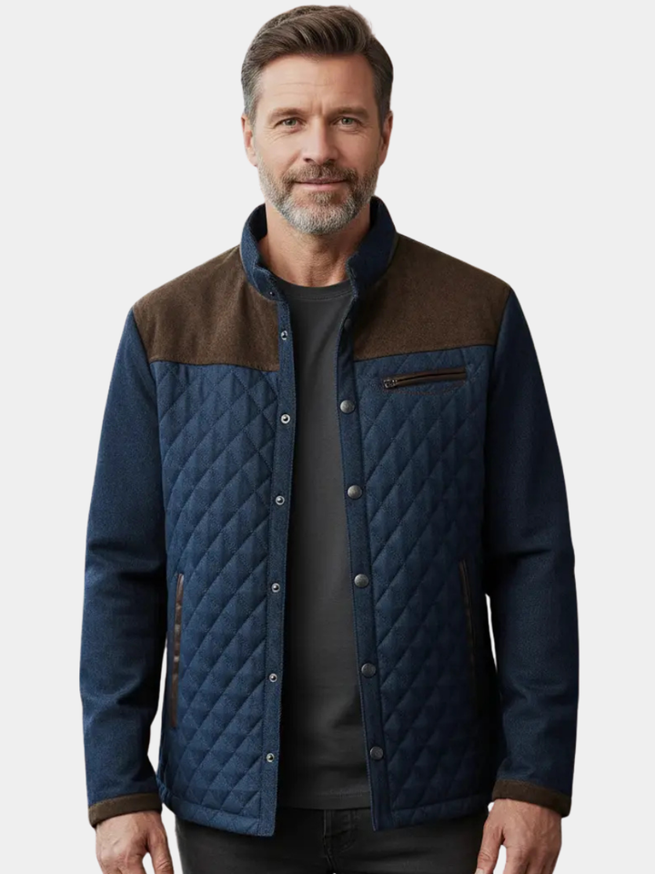 Men's hybrid quilted jacket shown from the front