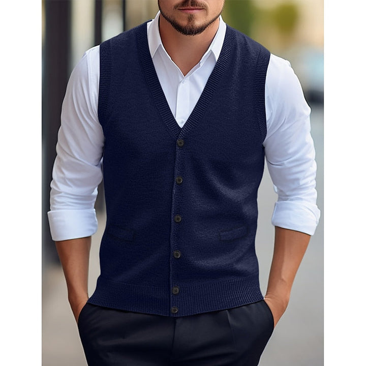 Men's waistcoat showing the sleeveless cut and front opening