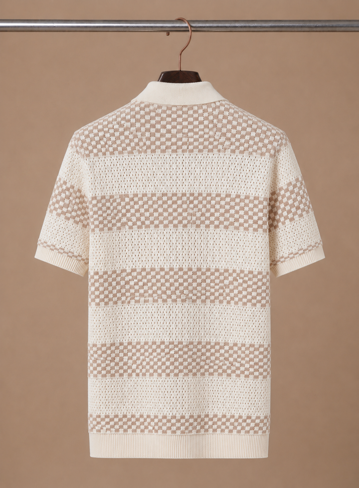 Men's Striped Breathable Cotton Polo Shirt Smart Casual Fit