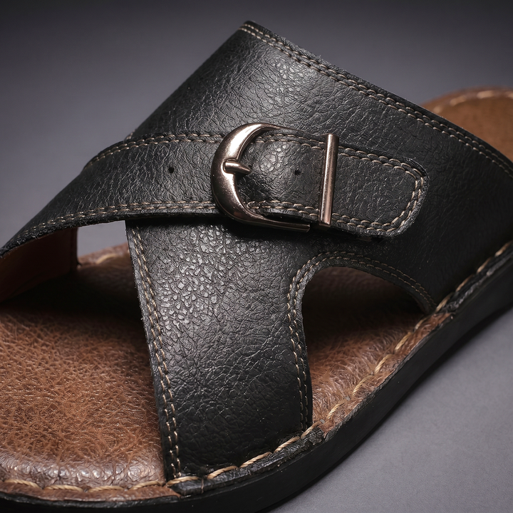 Angled view of men's criss-cross sandals for casual summer wear