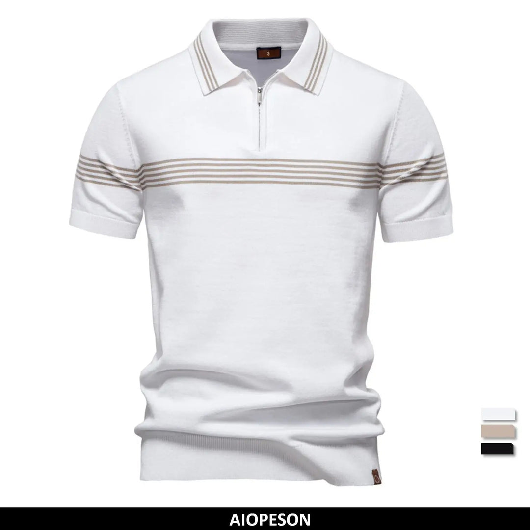 Men's Vintage Striped Knit Polo Shirt