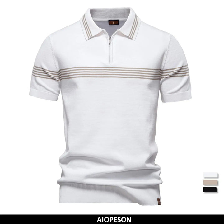 Men's Vintage Striped Knit Polo Shirt