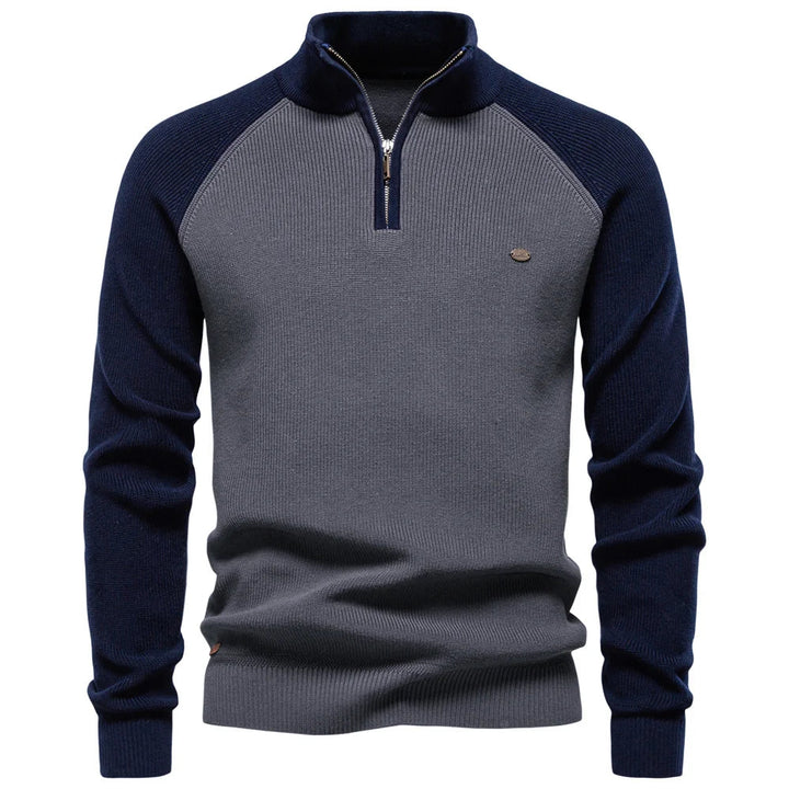Men's Cotton Mock Neck Quarter Zip Pullover Sweater