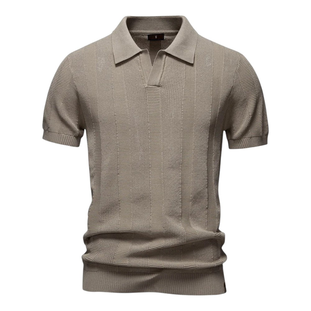 Men's Open-Knit Mesh Ribbed Hem Polo Shirt