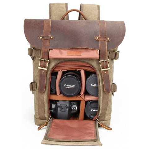 DSLR Camera Backpack Durable Vintage Design