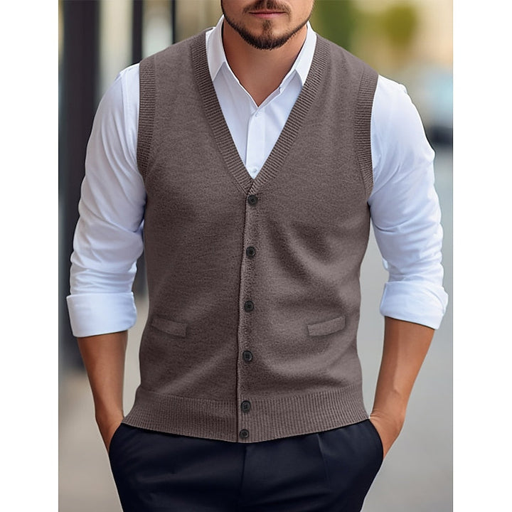 Back view of the men's knitted waistcoat