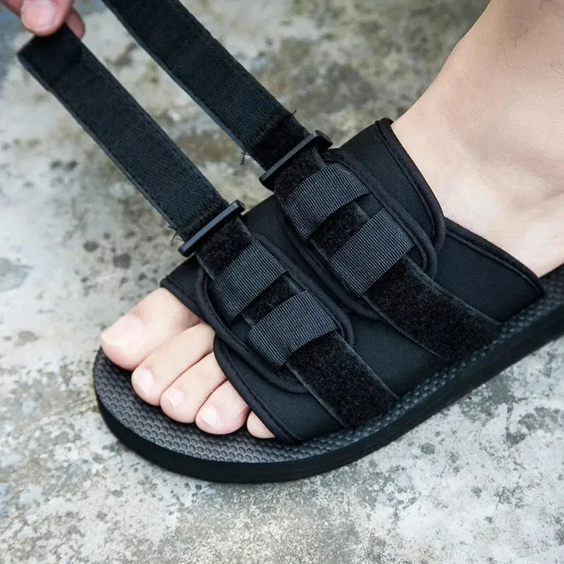 Canvas Slip-On Hook And Loop Outdoor Slippers Black Unisex