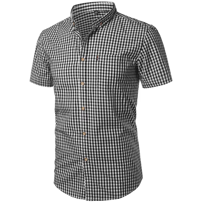 Short Sleeve Checkered Shirt Lightweight Breathable