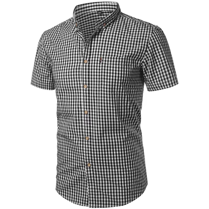 Short Sleeve Checkered Shirt Lightweight Breathable