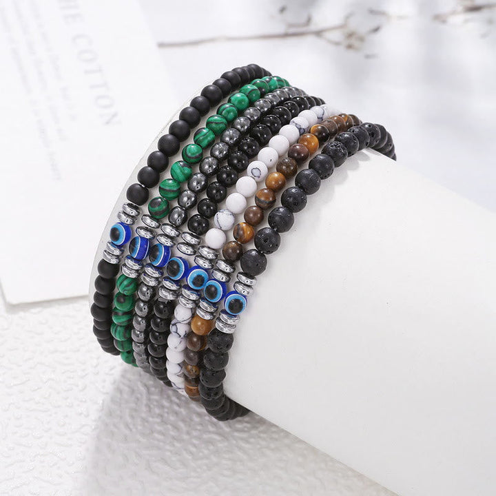 Men's Natural Stone Evil Eye Beaded Bracelet