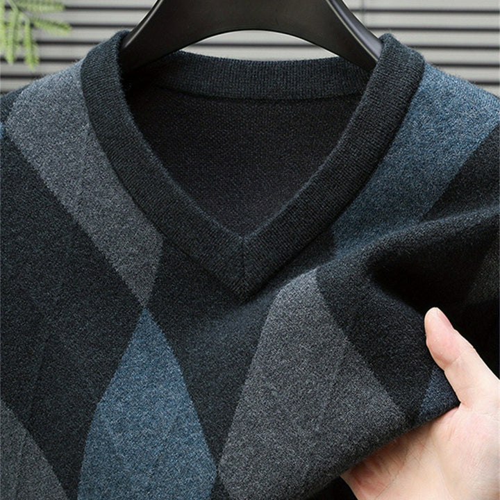 Men's Argyle V Neck Knit Jumper