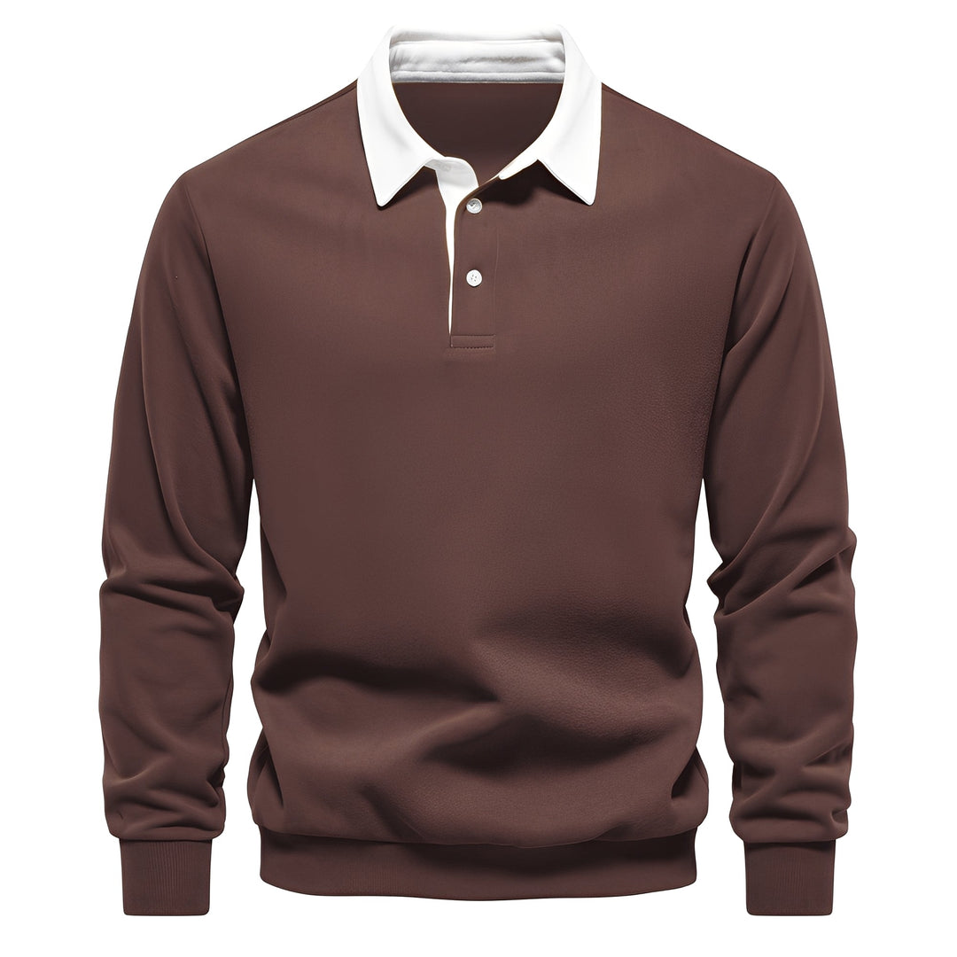Men's Long Sleeve Polo Shirt Breathable Cotton