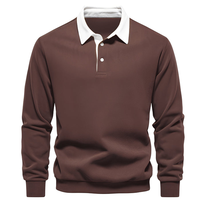 Men's Long Sleeve Polo Shirt Breathable Cotton