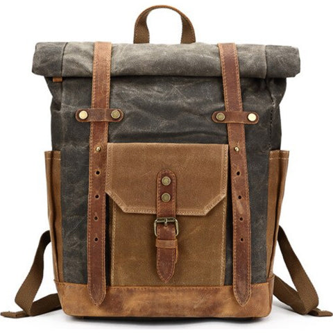 Vintage Waterproof Canvas Roll-Top Backpack