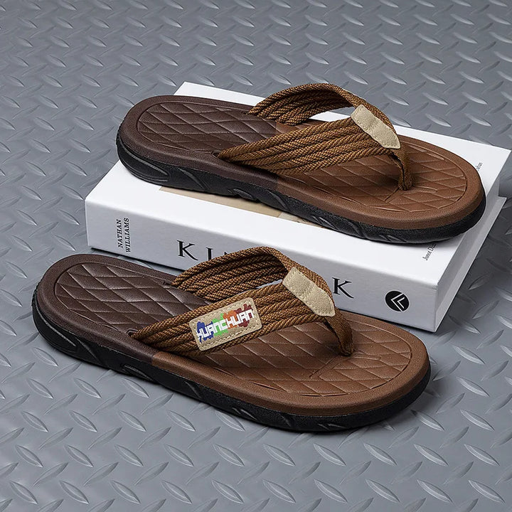 Men's Braided Strap Flip Flops Non-Slip EVA Sole Sandals