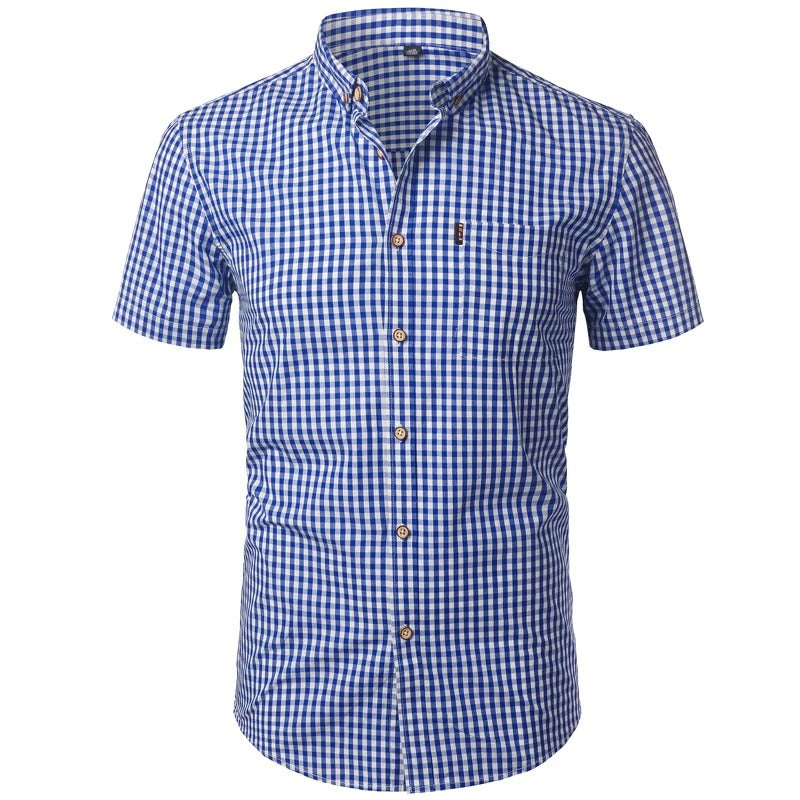 Short Sleeve Checkered Shirt Lightweight Breathable