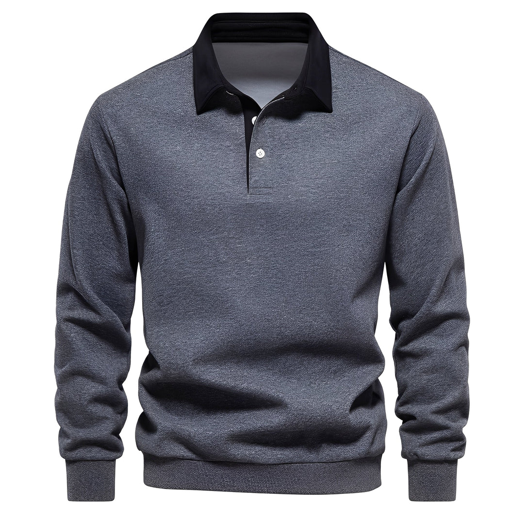 Men's Long Sleeve Polo Shirt Breathable Cotton