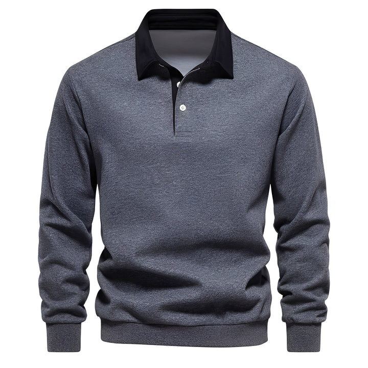 Men's Long Sleeve Polo Shirt Breathable Cotton