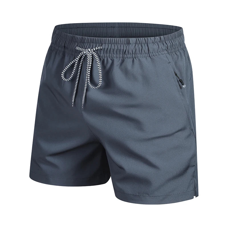 Men's Solid Color Elastic Waist Beach Shorts