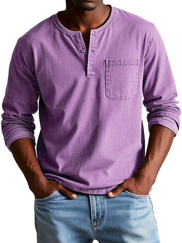 Men's Casual Henley Long-Sleeve Shirt