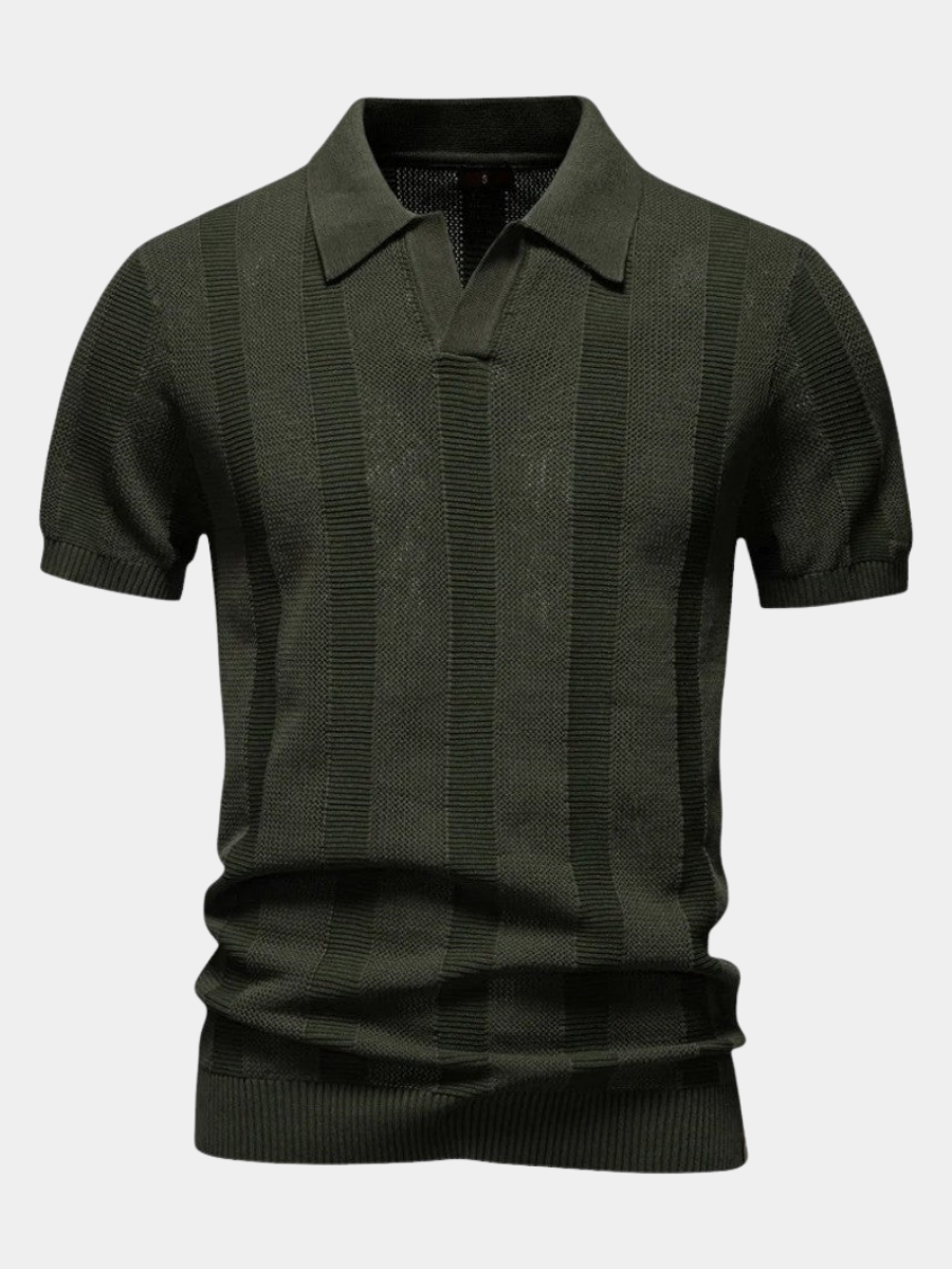 Men's Open-Knit Mesh Ribbed Hem Polo Shirt