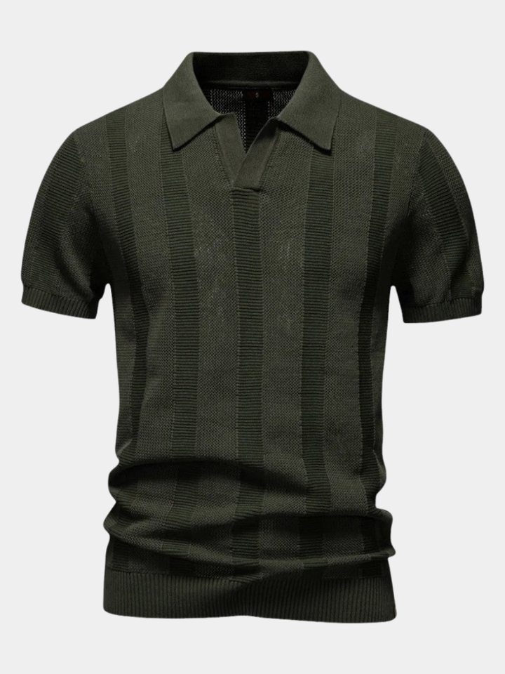 Men's Open-Knit Mesh Ribbed Hem Polo Shirt