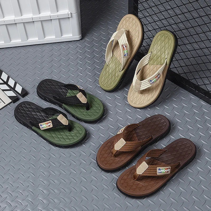 Men's Braided Strap Flip Flops Non-Slip EVA Sole Sandals
