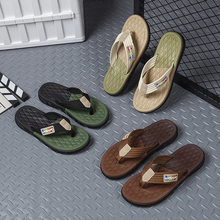 Men's Braided Strap Flip Flops Non-Slip EVA Sole Sandals