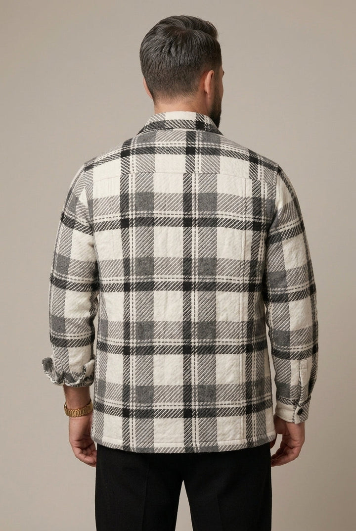 Relaxed fit men's checked overshirt styled for casual wear