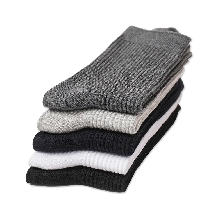 Men's Mid-Calf Cotton Socks Solid Color