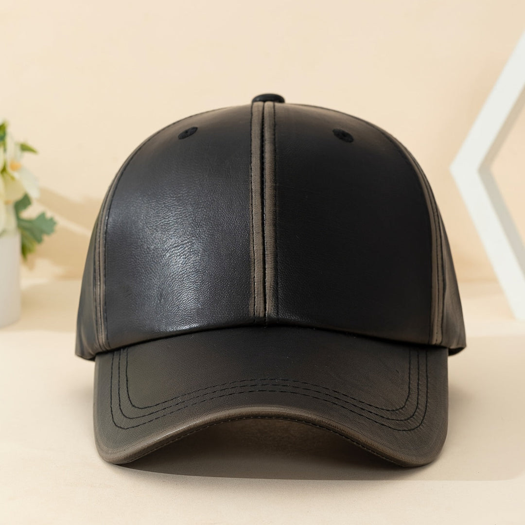 Genuine Leather Structured Baseball Cap Vintage Washed