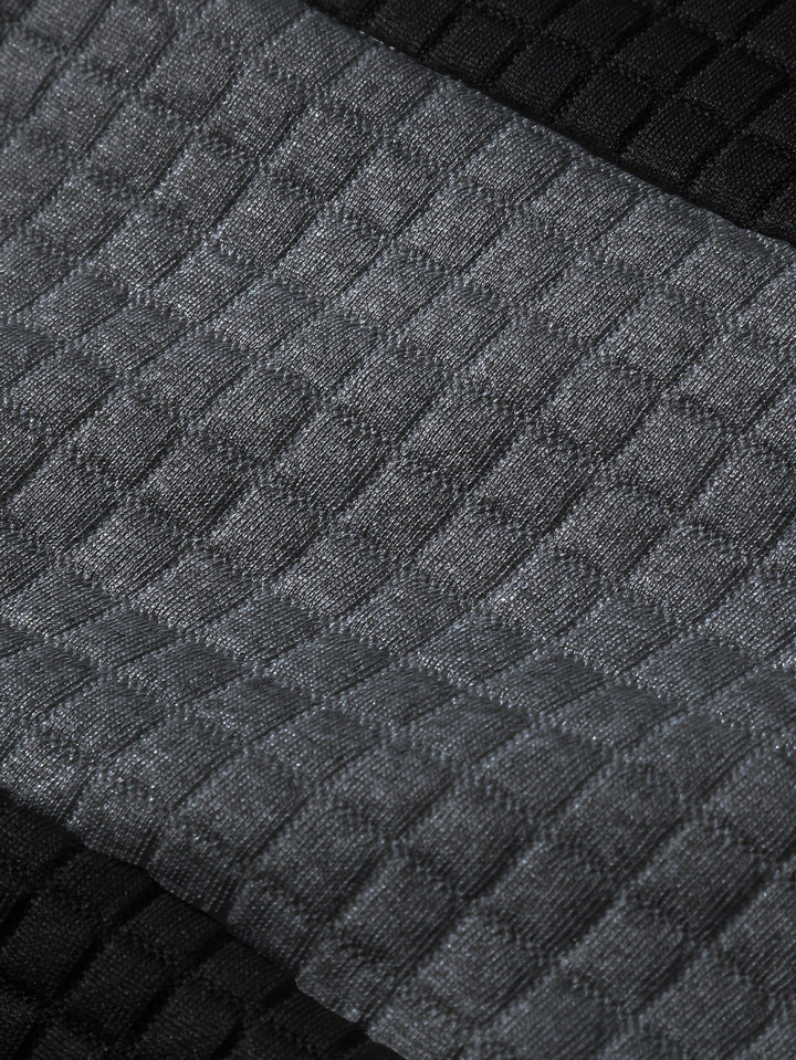 Men's hoodie detail showing the drawstring hood and neckline