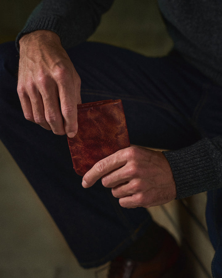 Full-Grain Leather Wallet Men's Compact Dual Closure Design