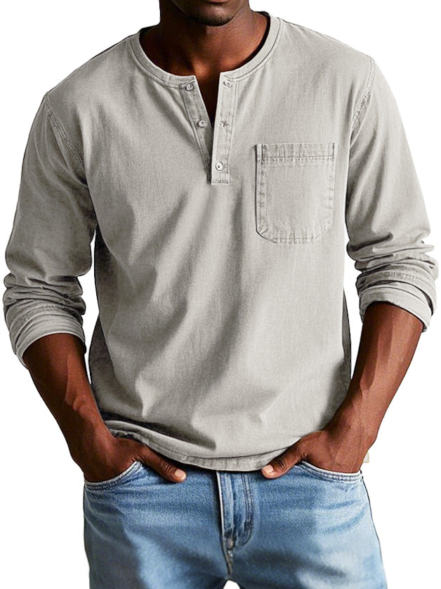 Men's Casual Henley Long-Sleeve Shirt