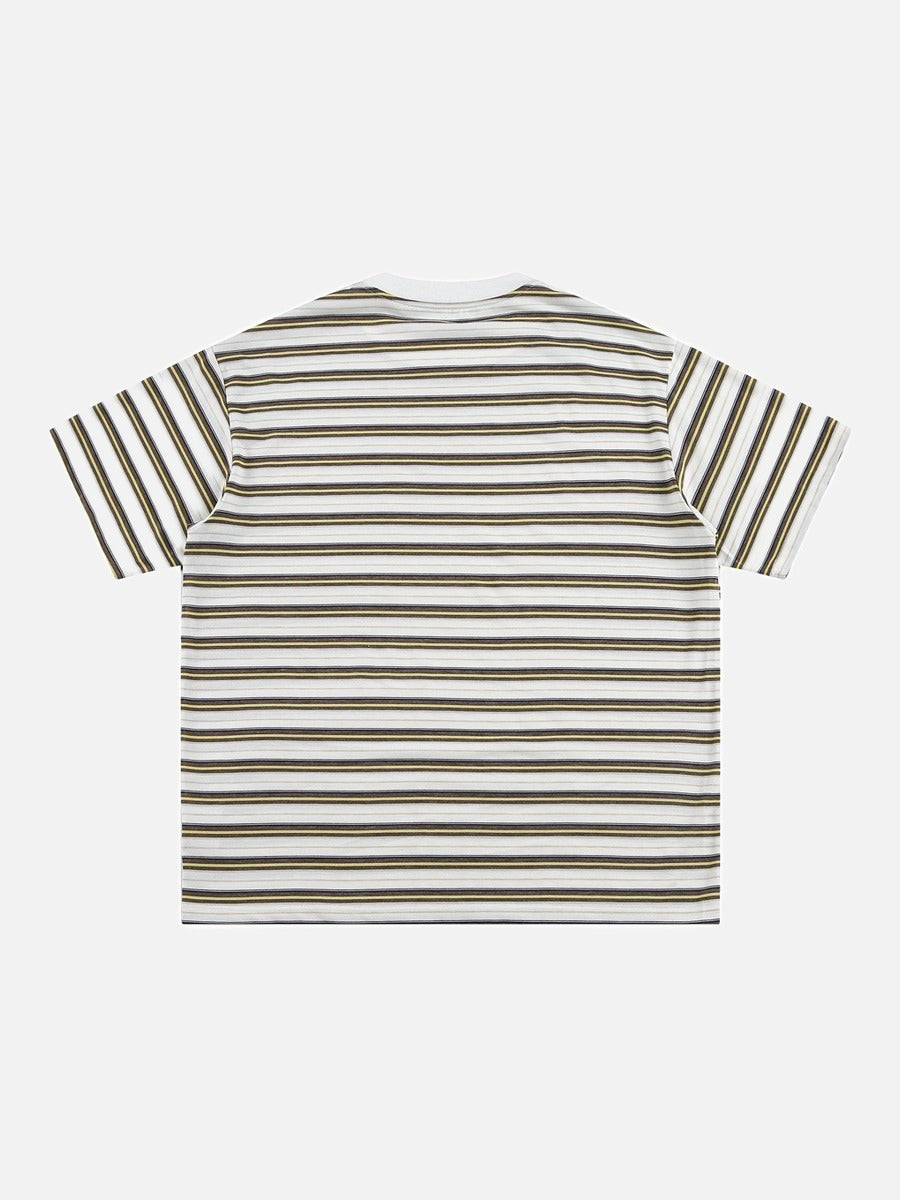 Striped Knit Relaxed Fit T-Shirt Brown and Gold